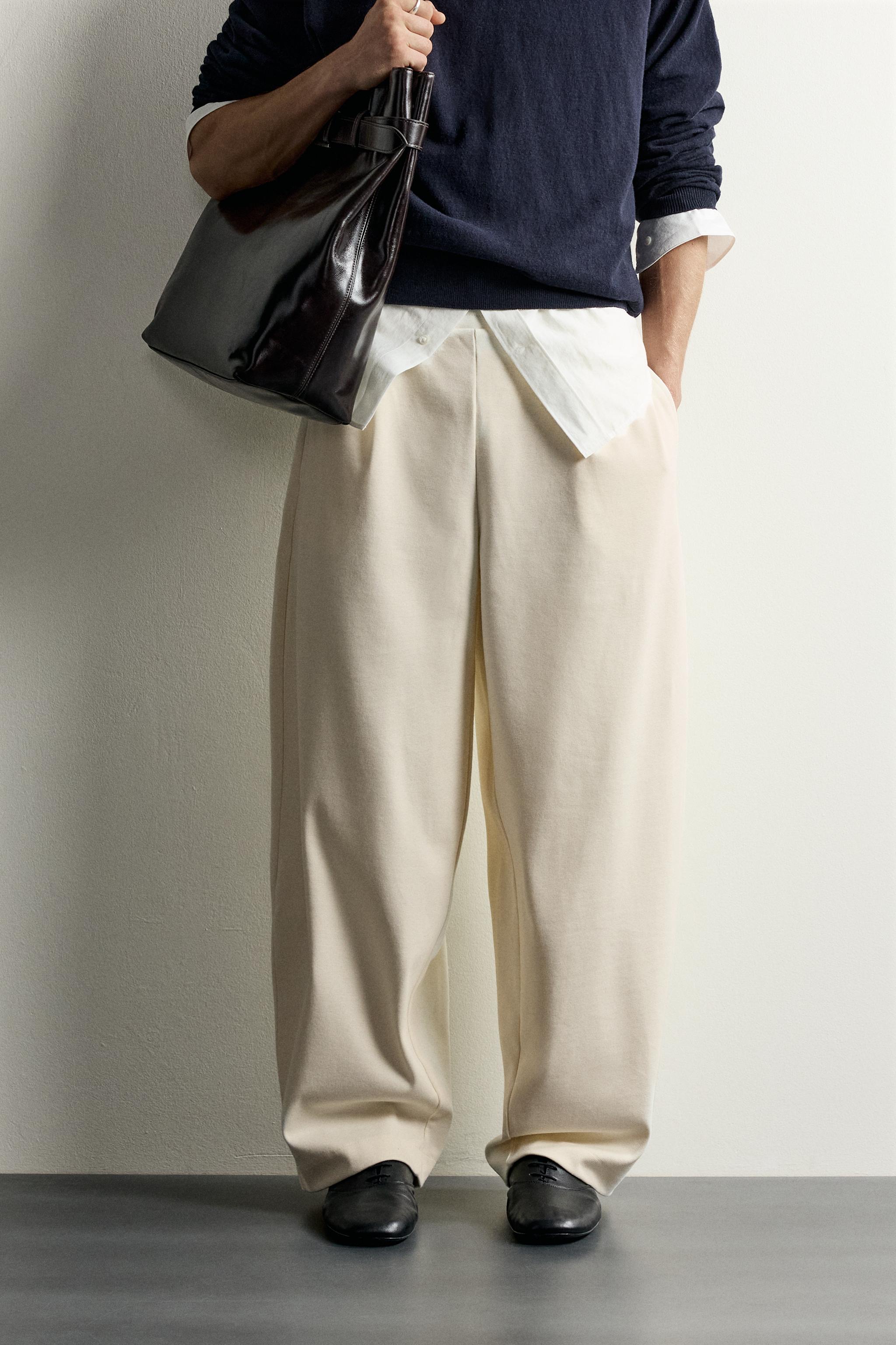 COMPACT RIB BALLOON FIT PANTS